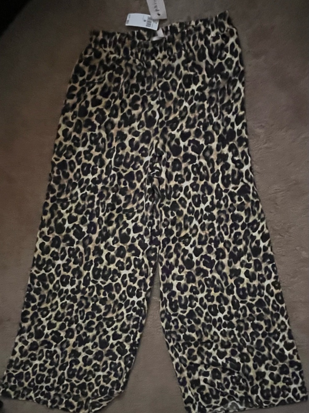 Philosophy Leopard Print Wide-Leg Pants in Black & Tan